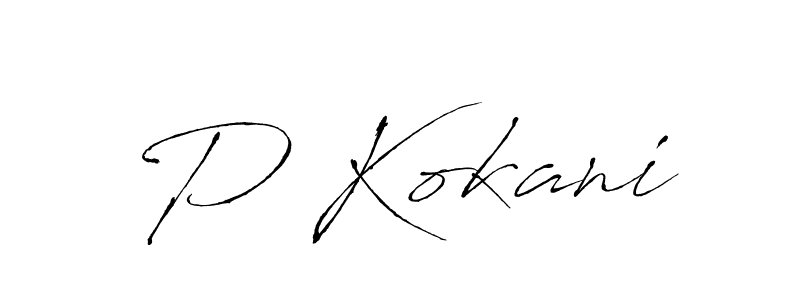 P Kokani stylish signature style. Best Handwritten Sign (Antro_Vectra) for my name. Handwritten Signature Collection Ideas for my name P Kokani. P Kokani signature style 6 images and pictures png