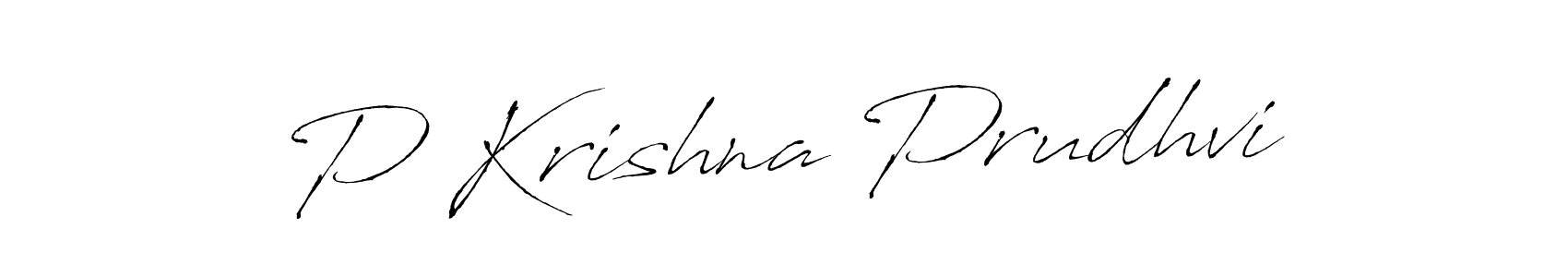 How to make P Krishna Prudhvi name signature. Use Antro_Vectra style for creating short signs online. This is the latest handwritten sign. P Krishna Prudhvi signature style 6 images and pictures png