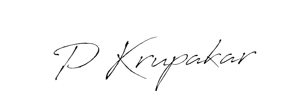How to make P Krupakar name signature. Use Antro_Vectra style for creating short signs online. This is the latest handwritten sign. P Krupakar signature style 6 images and pictures png