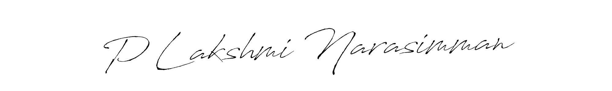 Create a beautiful signature design for name P Lakshmi Narasimman. With this signature (Antro_Vectra) fonts, you can make a handwritten signature for free. P Lakshmi Narasimman signature style 6 images and pictures png
