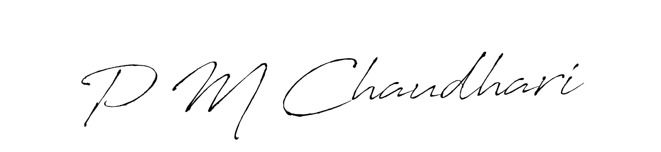 How to make P M Chaudhari name signature. Use Antro_Vectra style for creating short signs online. This is the latest handwritten sign. P M Chaudhari signature style 6 images and pictures png