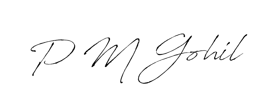 Create a beautiful signature design for name P M Gohil. With this signature (Antro_Vectra) fonts, you can make a handwritten signature for free. P M Gohil signature style 6 images and pictures png