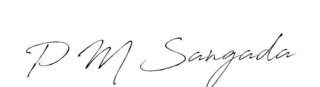 Create a beautiful signature design for name P M Sangada. With this signature (Antro_Vectra) fonts, you can make a handwritten signature for free. P M Sangada signature style 6 images and pictures png