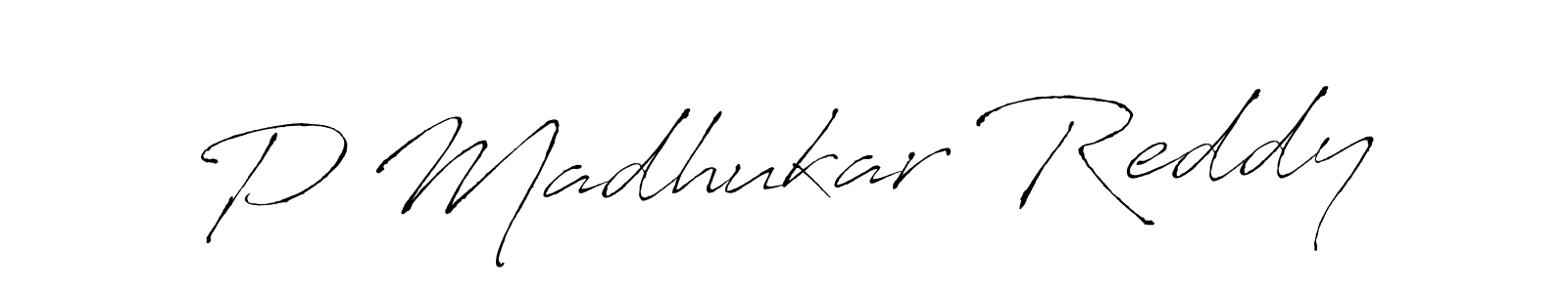 Create a beautiful signature design for name P Madhukar Reddy. With this signature (Antro_Vectra) fonts, you can make a handwritten signature for free. P Madhukar Reddy signature style 6 images and pictures png