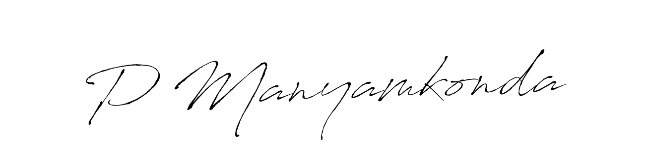 The best way (Antro_Vectra) to make a short signature is to pick only two or three words in your name. The name P Manyamkonda include a total of six letters. For converting this name. P Manyamkonda signature style 6 images and pictures png
