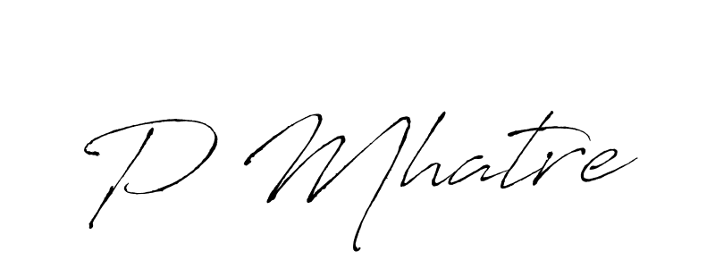 P Mhatre stylish signature style. Best Handwritten Sign (Antro_Vectra) for my name. Handwritten Signature Collection Ideas for my name P Mhatre. P Mhatre signature style 6 images and pictures png