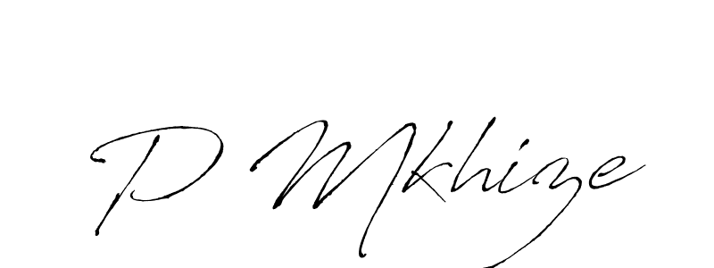 How to make P Mkhize name signature. Use Antro_Vectra style for creating short signs online. This is the latest handwritten sign. P Mkhize signature style 6 images and pictures png