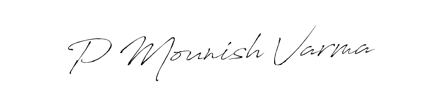 P Mounish Varma stylish signature style. Best Handwritten Sign (Antro_Vectra) for my name. Handwritten Signature Collection Ideas for my name P Mounish Varma. P Mounish Varma signature style 6 images and pictures png