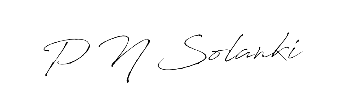Make a beautiful signature design for name P N Solanki. With this signature (Antro_Vectra) style, you can create a handwritten signature for free. P N Solanki signature style 6 images and pictures png