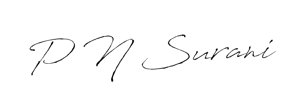 Antro_Vectra is a professional signature style that is perfect for those who want to add a touch of class to their signature. It is also a great choice for those who want to make their signature more unique. Get P N Surani name to fancy signature for free. P N Surani signature style 6 images and pictures png