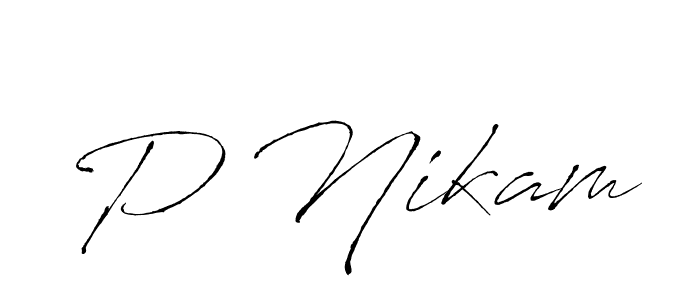 Make a beautiful signature design for name P Nikam. With this signature (Antro_Vectra) style, you can create a handwritten signature for free. P Nikam signature style 6 images and pictures png