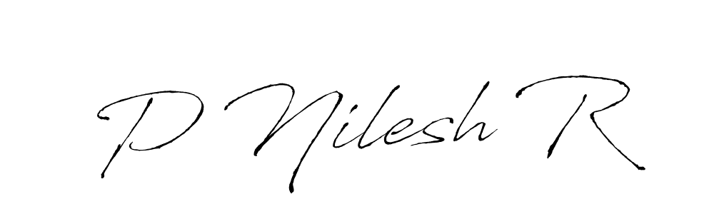 How to make P Nilesh R name signature. Use Antro_Vectra style for creating short signs online. This is the latest handwritten sign. P Nilesh R signature style 6 images and pictures png
