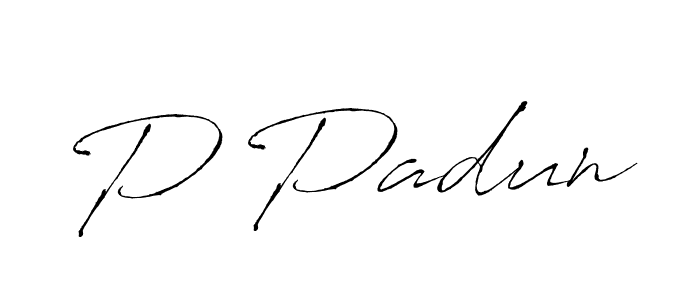 Design your own signature with our free online signature maker. With this signature software, you can create a handwritten (Antro_Vectra) signature for name P Padun. P Padun signature style 6 images and pictures png