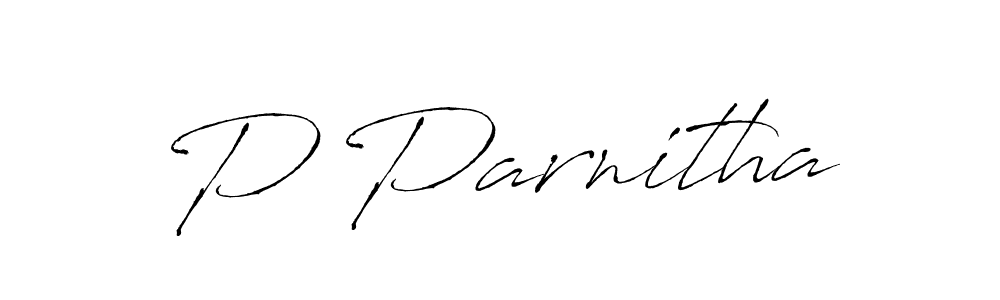 Use a signature maker to create a handwritten signature online. With this signature software, you can design (Antro_Vectra) your own signature for name P Parnitha. P Parnitha signature style 6 images and pictures png