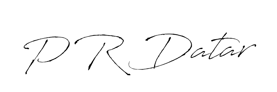 The best way (Antro_Vectra) to make a short signature is to pick only two or three words in your name. The name P R Datar include a total of six letters. For converting this name. P R Datar signature style 6 images and pictures png