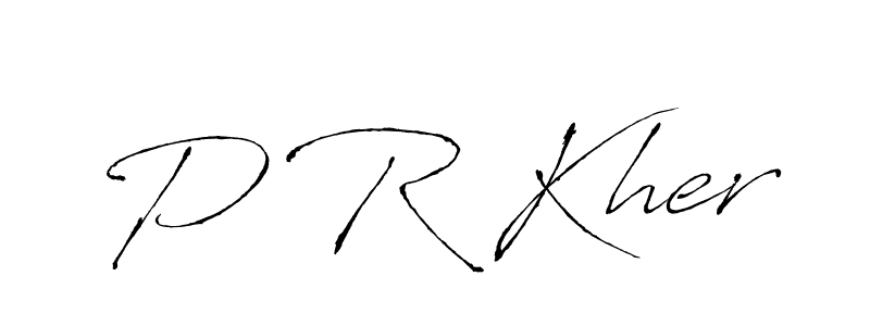 The best way (Antro_Vectra) to make a short signature is to pick only two or three words in your name. The name P R Kher include a total of six letters. For converting this name. P R Kher signature style 6 images and pictures png