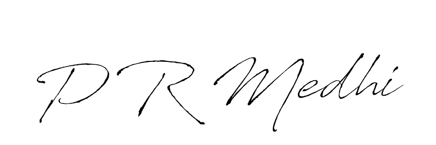 The best way (Antro_Vectra) to make a short signature is to pick only two or three words in your name. The name P R Medhi include a total of six letters. For converting this name. P R Medhi signature style 6 images and pictures png