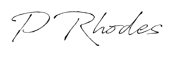 A classic penmanship look for P Rhodes. The Antro_Vectra font brings timeless elegance and confidence to every signed document. P Rhodes signature style 6 images and pictures png