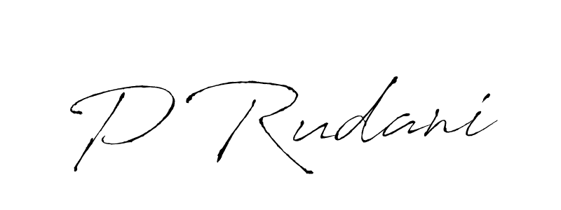 Make a beautiful signature design for name P Rudani. With this signature (Antro_Vectra) style, you can create a handwritten signature for free. P Rudani signature style 6 images and pictures png