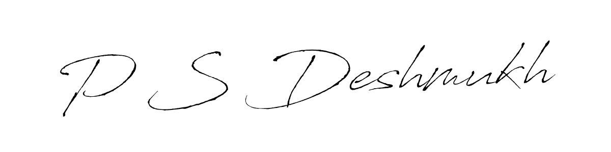 Use a signature maker to create a handwritten signature online. With this signature software, you can design (Antro_Vectra) your own signature for name P S Deshmukh. P S Deshmukh signature style 6 images and pictures png