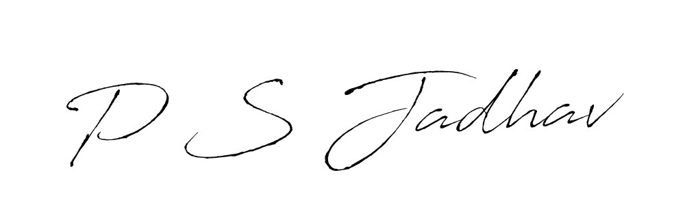 How to make P S Jadhav name signature. Use Antro_Vectra style for creating short signs online. This is the latest handwritten sign. P S Jadhav signature style 6 images and pictures png