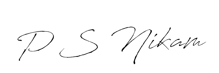 Use a signature maker to create a handwritten signature online. With this signature software, you can design (Antro_Vectra) your own signature for name P S Nikam. P S Nikam signature style 6 images and pictures png