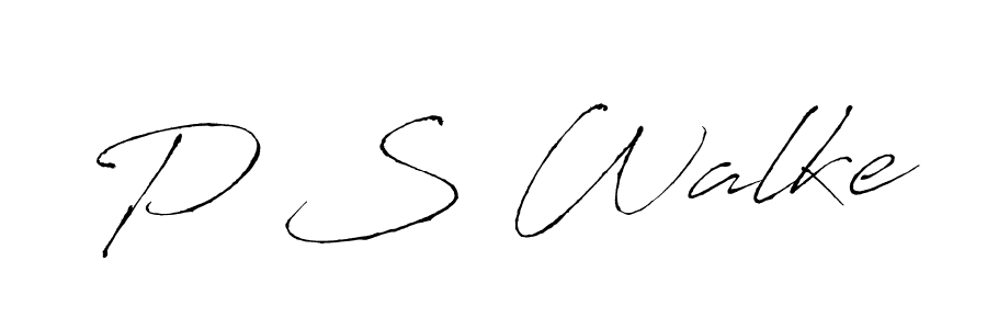 How to make P S Walke name signature. Use Antro_Vectra style for creating short signs online. This is the latest handwritten sign. P S Walke signature style 6 images and pictures png
