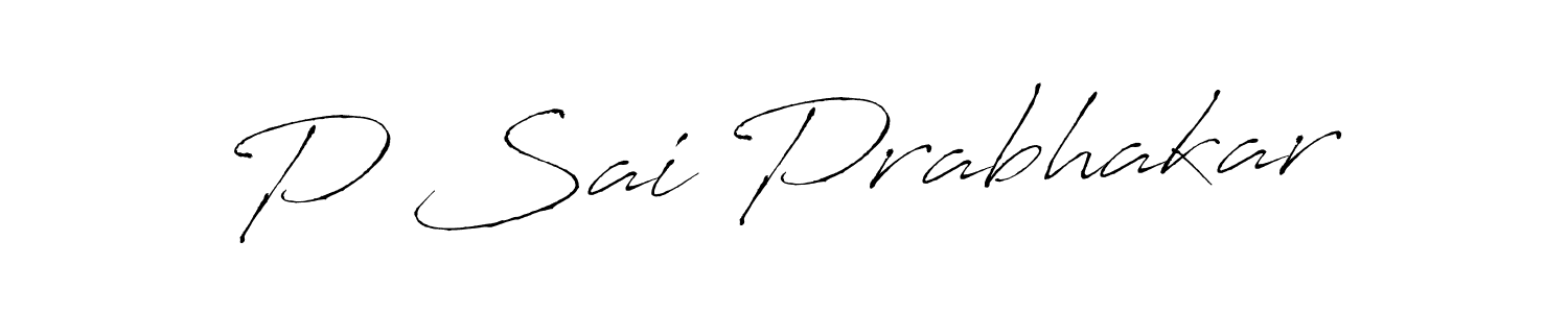 How to make P Sai Prabhakar name signature. Use Antro_Vectra style for creating short signs online. This is the latest handwritten sign. P Sai Prabhakar signature style 6 images and pictures png