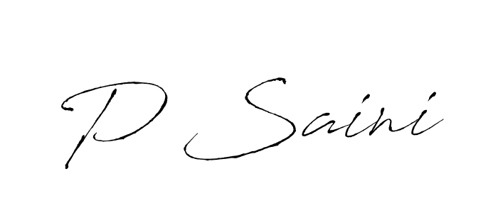 Design your own signature with our free online signature maker. With this signature software, you can create a handwritten (Antro_Vectra) signature for name P Saini. P Saini signature style 6 images and pictures png