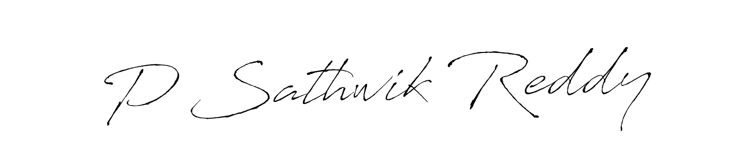 How to make P Sathwik Reddy name signature. Use Antro_Vectra style for creating short signs online. This is the latest handwritten sign. P Sathwik Reddy signature style 6 images and pictures png