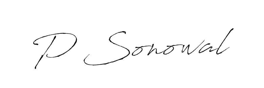 Create a beautiful signature design for name P Sonowal. With this signature (Antro_Vectra) fonts, you can make a handwritten signature for free. P Sonowal signature style 6 images and pictures png