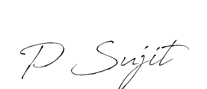 The best way (Antro_Vectra) to make a short signature is to pick only two or three words in your name. The name P Sujit include a total of six letters. For converting this name. P Sujit signature style 6 images and pictures png