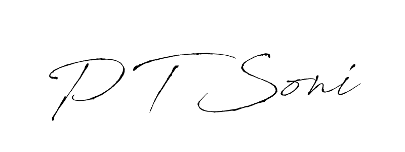 if you are searching for the best signature style for your name P T Soni. so please give up your signature search. here we have designed multiple signature styles  using Antro_Vectra. P T Soni signature style 6 images and pictures png