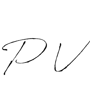 Create a beautiful signature design for name P V. With this signature (Antro_Vectra) fonts, you can make a handwritten signature for free. P V signature style 6 images and pictures png