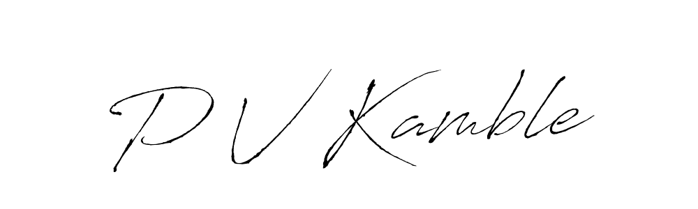 if you are searching for the best signature style for your name P V Kamble. so please give up your signature search. here we have designed multiple signature styles  using Antro_Vectra. P V Kamble signature style 6 images and pictures png