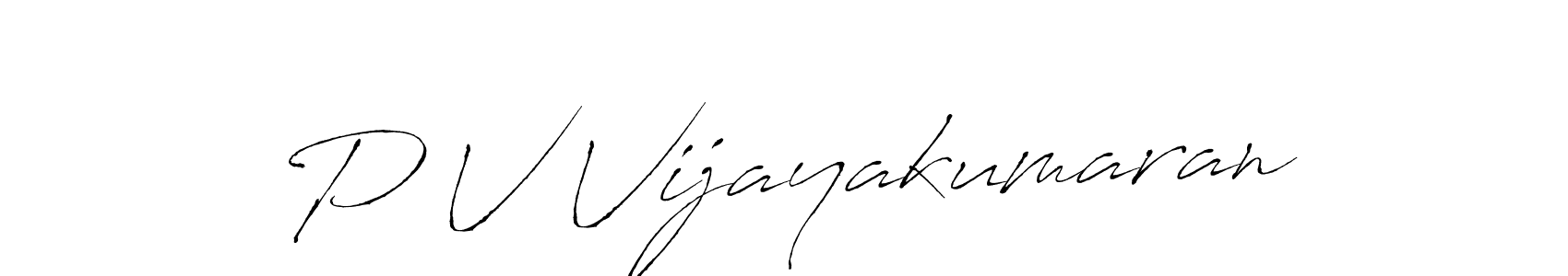 How to make P V Vijayakumaran signature? Antro_Vectra is a professional autograph style. Create handwritten signature for P V Vijayakumaran name. P V Vijayakumaran signature style 6 images and pictures png