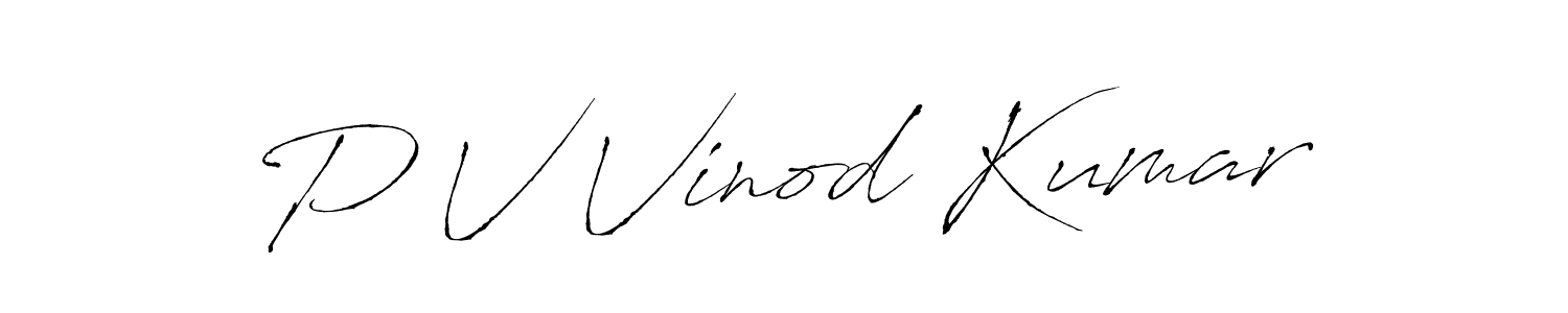 The best way (Antro_Vectra) to make a short signature is to pick only two or three words in your name. The name P V Vinod Kumar include a total of six letters. For converting this name. P V Vinod Kumar signature style 6 images and pictures png