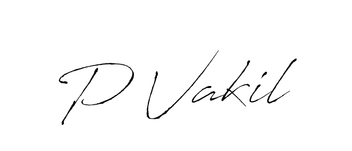 Design your own signature with our free online signature maker. With this signature software, you can create a handwritten (Antro_Vectra) signature for name P Vakil. P Vakil signature style 6 images and pictures png