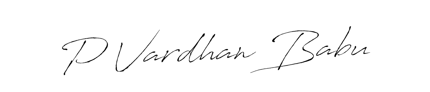 The best way (Antro_Vectra) to make a short signature is to pick only two or three words in your name. The name P Vardhan Babu include a total of six letters. For converting this name. P Vardhan Babu signature style 6 images and pictures png