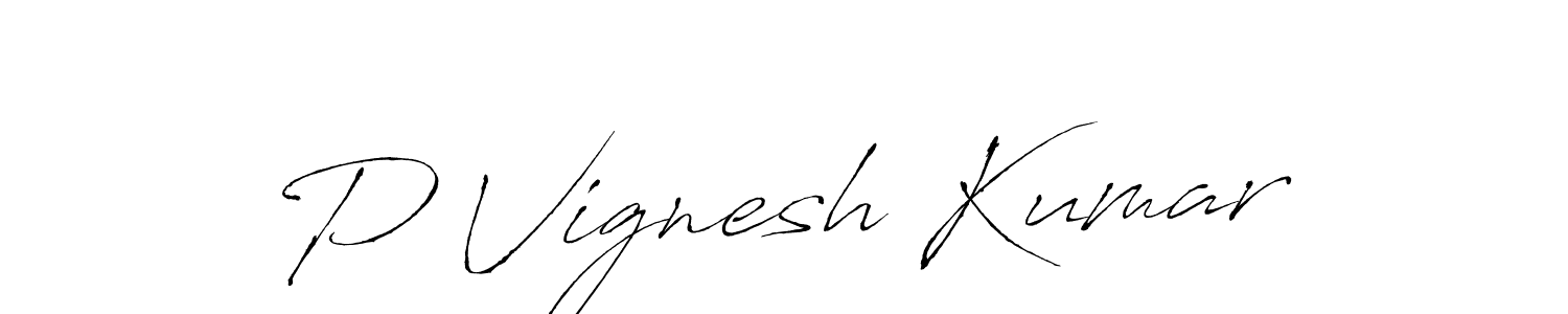 Create a beautiful signature design for name P Vignesh Kumar. With this signature (Antro_Vectra) fonts, you can make a handwritten signature for free. P Vignesh Kumar signature style 6 images and pictures png