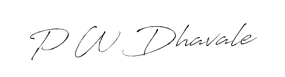 Create a beautiful signature design for name P W Dhavale. With this signature (Antro_Vectra) fonts, you can make a handwritten signature for free. P W Dhavale signature style 6 images and pictures png