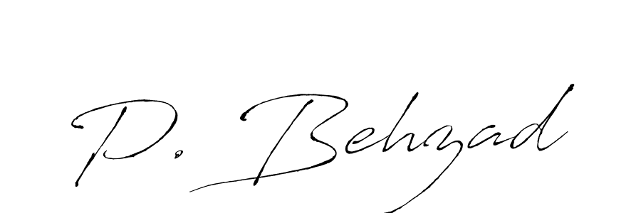 The best way (Antro_Vectra) to make a short signature is to pick only two or three words in your name. The name P. Behzad include a total of six letters. For converting this name. P. Behzad signature style 6 images and pictures png