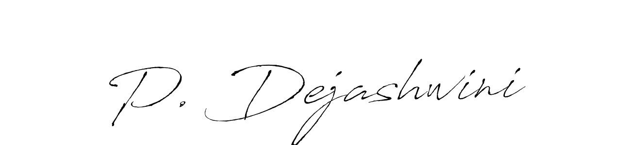 This is the best signature style for the P. Dejashwini name. Also you like these signature font (Antro_Vectra). Mix name signature. P. Dejashwini signature style 6 images and pictures png