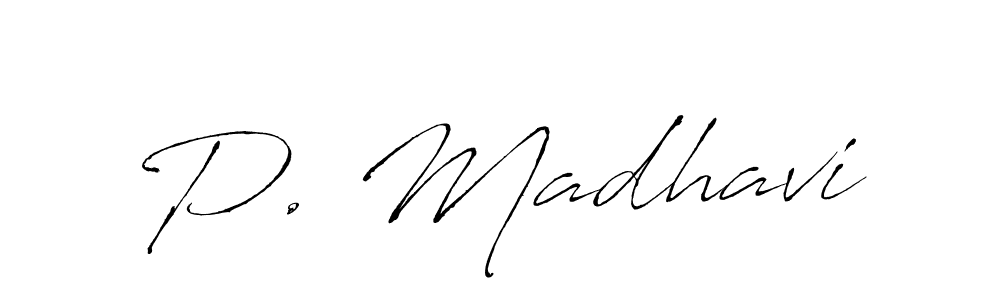 Design your own signature with our free online signature maker. With this signature software, you can create a handwritten (Antro_Vectra) signature for name P. Madhavi. P. Madhavi signature style 6 images and pictures png