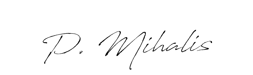 Design your own signature with our free online signature maker. With this signature software, you can create a handwritten (Antro_Vectra) signature for name P. Mihalis. P. Mihalis signature style 6 images and pictures png