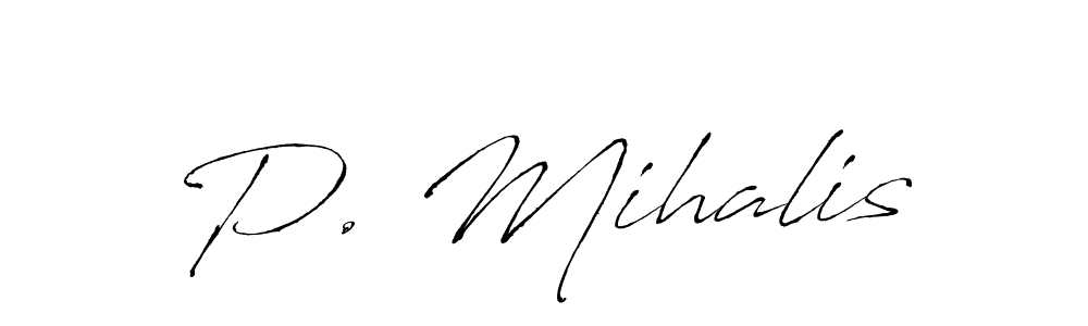 Antro_Vectra is a professional signature style that is perfect for those who want to add a touch of class to their signature. It is also a great choice for those who want to make their signature more unique. Get P. Mihalis name to fancy signature for free. P. Mihalis signature style 6 images and pictures png