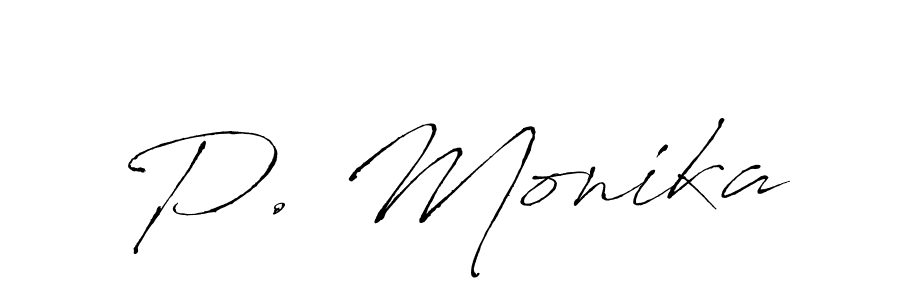 Use a signature maker to create a handwritten signature online. With this signature software, you can design (Antro_Vectra) your own signature for name P. Monika. P. Monika signature style 6 images and pictures png