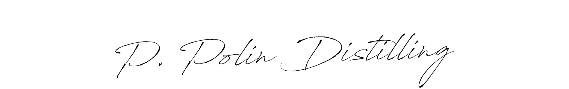 The best way (Antro_Vectra) to make a short signature is to pick only two or three words in your name. The name P. Polin Distilling include a total of six letters. For converting this name. P. Polin Distilling signature style 6 images and pictures png