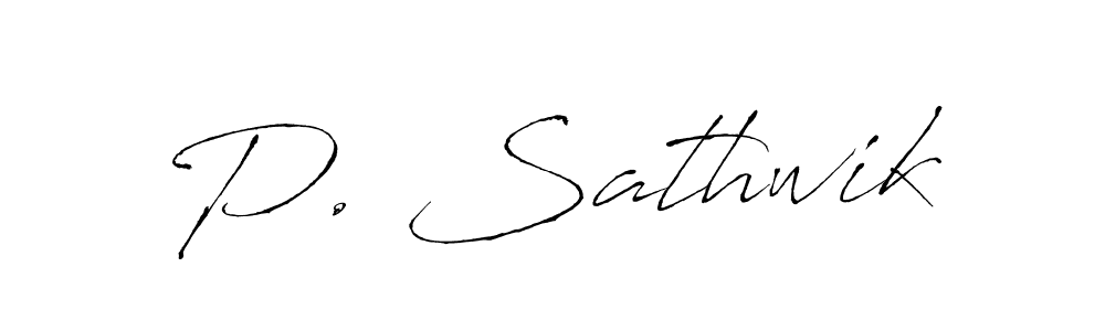 Make a beautiful signature design for name P. Sathwik. With this signature (Antro_Vectra) style, you can create a handwritten signature for free. P. Sathwik signature style 6 images and pictures png