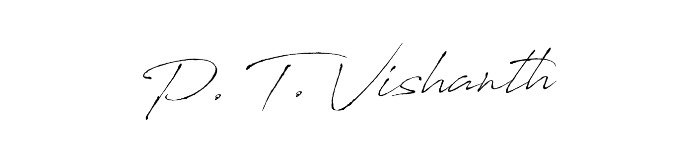 Similarly Antro_Vectra is the best handwritten signature design. Signature creator online .You can use it as an online autograph creator for name P. T. Vishanth. P. T. Vishanth signature style 6 images and pictures png